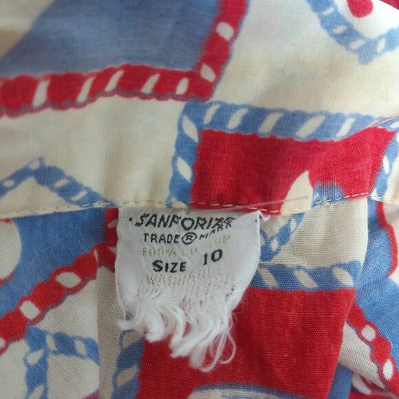 Vintage Sanfordized Nautical Anchor Novelty Sleeveless Button Down Top Size 10 - Picture 6 of 6